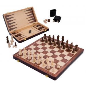 Coffret De Jeux De Luxe En Bois Ec cs / Backgammon 38,5 Cm Neuf