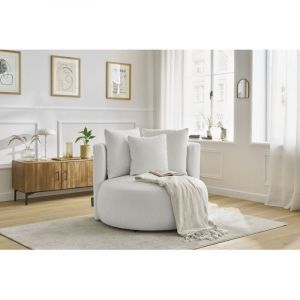 Bobochic Fauteuil & pouf Fauteuil cesar tissu bouclette Blanc - Blanc