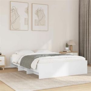 VidaXL Cadre de lit Blanc 140x190 cm bois d'ing&eacute;nierie, meuble de chambre &agrave; coucher, lit double, sommier, lit, cadre de lit 3295681