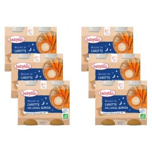 BabyBio Pot Bonne Nuit Mouliné de Carotte & Quinoa - 2 x 200g - Lot de 6