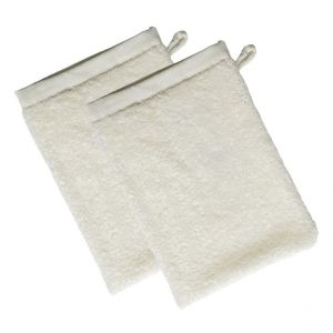 Lot de 2 gants de toilette SAMIA 15x21 blanc cassé