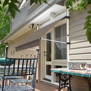 Store à projection autoportant sans perçage 200 x 150 cm - Terrasse ou balcon - Taupe
