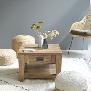 Image de Bois Dessus Bois Dessous Table basse carrée en bois de teck recyclé 60