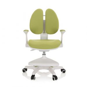 hjh OFFICE 736417 Chaise pour des Enfants Kid Wing Tissu Vert Repose-Pieds pratiquement réglable en Hauteur, pivotant