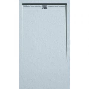Stano Receveur de douche 70x120 cm extra plat arco en résine surface ardoisée gris cendre Grille inox