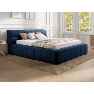 Pascal Morabito Lit coffre 160 x 200 cm - Tissu - Bleu nuit - forvik ii de