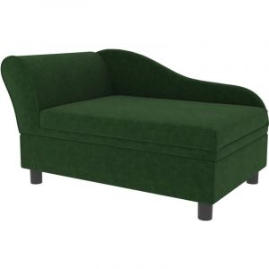 Pawhut Canapé chien design méridienne - coffre rangement intégré - velours vert