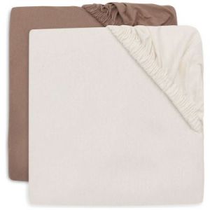 Jollein Lot de 2 Draps Housse Berceau et Cododo Jersey Milky Coffee & Ivory - 40-50 x 80-90 cm