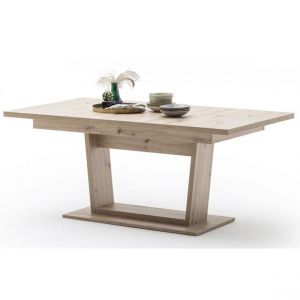 Pegane Table à manger / table repas en bois décor chêne poutre - L.180-280 x H.77 x P.100 cm