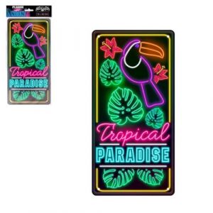 STC PLAQUE DE PORTE - Plaque Déco effet Néon 15x30 cm – Tropical Paradise