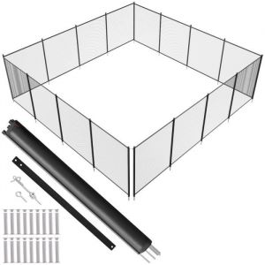 VEVOR Barrière de Piscine 1,2x14,6 m Clôture de Protection Pliable Tissu Maille PVC Poteaux et Tubes de Pieds Aluminium Filet Clôture pour Sécurité Confidentialité Jardins Piscines Creusées Terrasses