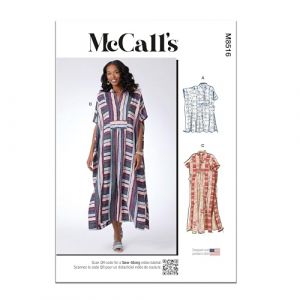 MCCALLS M8516A Patron de couture Caftan pour femme en deux longueurs A (XS-S-M-L-XL-XXL)