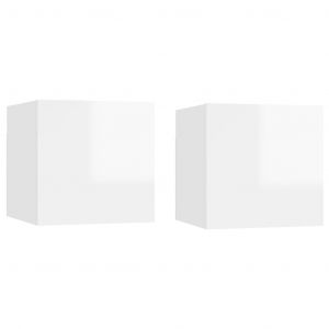 VidaXL Tables de chevet 2 pcs Blanc brillant 30,5x30x30 cm Aggloméré