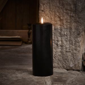 Lights4Fun Bougie Cierge Noire TruGlow à LED de 25 cm
