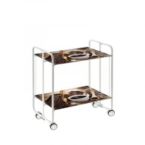 Don hierro Table roulante pliante bauhaus châssis blanc, 2 plateaux - 41