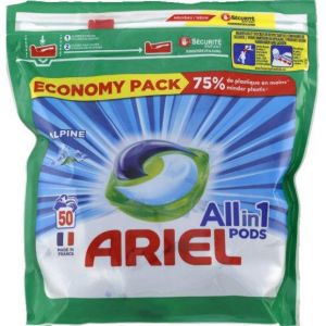 Ariel [Lot de 2] Allin1 Pods Alpine Lessive en capsules - 50 lavages