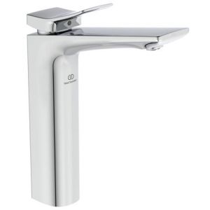 Ideal Standard Mitigeur lavabo monotrou BC758AA Check réhaussé, chrome, sans tirette ni vidage