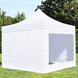 Intent24 Tente pliante tente pliable 3x3m - avec fenêtre panoramique PROFESSIONAL toit 100% imperméable tente de jardin pavillon blanc.FR