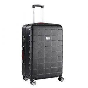 Image de Monzana Valise rigide Exopack Noir Taille XL 4 Roues 360° Poignée télescopique Serrure TSA Plastique ABS