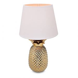 Navaris Lampe LED Forme Ananas - Lampe de Chevet et Veilleuse Design 40 cm en Forme d'Ananas - Lampe de Table Décorative Salon Chambre - Or/Blanc