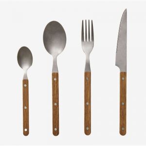 Couverts en inox Tirvola 16 pièces SKLUM Marron Bois Marron 16,5 - 23,5 cm