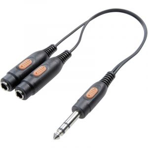 Speaka professional Adaptateur Y audio SP-7869836 Jack [1x Jack mâle 6.35 mm - 2x Jack femelle 6.35 mm] noir 1 pc(s)