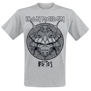 Iron Maiden Samurai Eddie Black Graphic Homme T-Shirt Manches Courtes Gris XXL