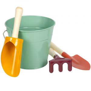 Legler Set de pelles à Main avec Seau « Tiny Garden », Jouets de Jardin et de Sable en Bois et métal, dès 3 Ans, 12665
