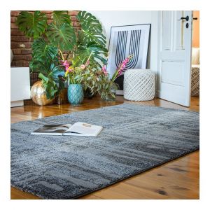 Deladeco Tapis abstrait moderne poils ras Malin 120x170 Anthracite