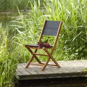 Bois Dessus Bois Dessous Chaise en bois d'acacia FSC et textilène noir