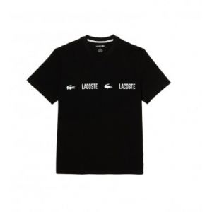 Lacoste Pour homme. T-shirt de pyjama D?tail de la marque noir