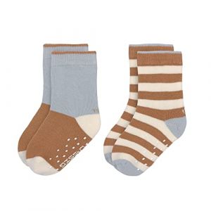 Lässig Chaussettes Unisexes antidérapantes pour Enfants Lot de 2/ Bleu/Caramel Taille 27-30
