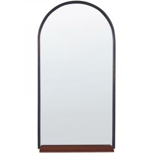 Beliani Miroir Mural &agrave; Etag&egrave;res pour Salle de Bains ou Salon Noir et Cuivr&eacute; El&eacute;gant Domme