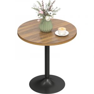 Homcom Table de bar - table haute cuisine mange-debout - pieds antid&eacute;rapants - 60 cm - panneaux de particules - noyer