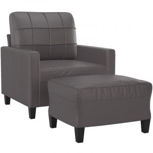 VidaXL Fauteuil avec repose-pied Gris 60 cm Similicuir