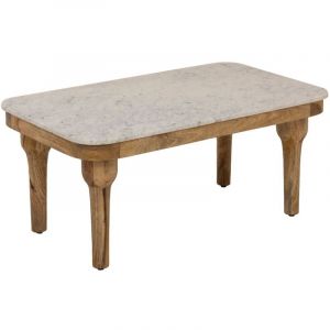 Made In Meubles - Table basse en marbre et en bois d'acacia Calix