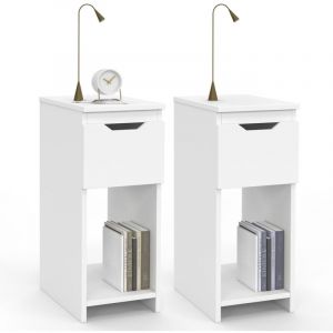 Idmarket Lot de 2 tables de chevet ANOUK 1 tiroir avec niche blanc