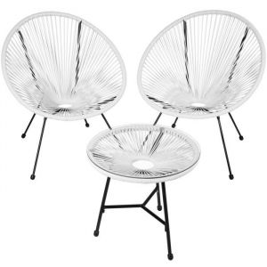 TecTake Ensemble table et chaises de jardin meuble de jardin meuble ext&eacute;rieur meuble de jardin &ndash; blanc