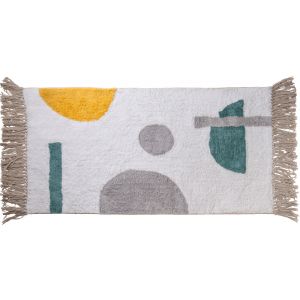 Guy Levasseur Tapis fantaisie coton blanc 60x120cm