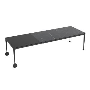 Magis Table Extensible Avec Roues Big Will (Marbre Noir Marquina Et Noir Mat - Pieds En Aluminium Peint Et Plateau En Grès)