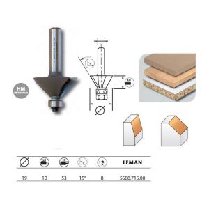 Leman Mèche à chanfreiner 15° long. 53 diam. 19 q.8 + guide 5688.715.00