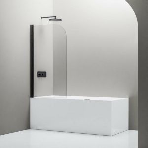 Bernstein Paroi de douche Noire mat verre 6mm Cabine de douche intégrale Parre douche angle portes pliantes sur panneau - NT201 - Noir mat, 80x140cm