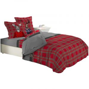 Parure de drap flanelle + taies d'oreiller 240 x 300 cm Family cerf