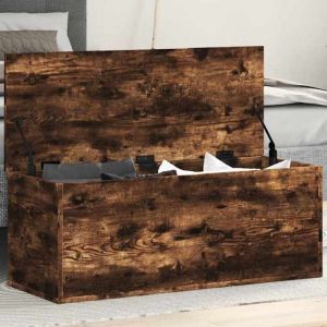 VidaXL Boîte de rangement chêne fumé 90x35x35 cm bois dingénierie boîte à couvertures coffre de rangement boîte de 840685