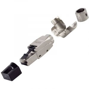 Bkl electronic Fiche coud&eacute;e RJ45, sans outil, stp, Cat 6A 10121202 m&acirc;le, droit Nombre de p&ocirc;les 8P8C argent 1 pc(s)