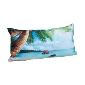 Relaxdays Coussin de bain oreiller de bain pour la nuque HxlxP: 10 x 37 x 17 cm support tête voyage 2 ventouses motifs plage