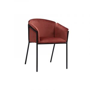 Miliboo Chaise en tissu velours rouge tomette et métal noir briane