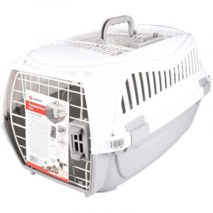 Flamingo Cage de transport GLOBE. taille S. 37 x 57 X h 33 cm, couleur gris. pour chien.