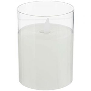 Atmosphera Bougie led Sena en verre D7 -5cm créateur d'intérieur - Blanc chaud