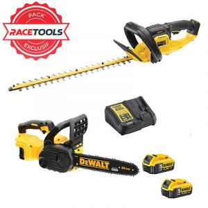 Dewalt Pack 2 outils DCKRT01GA Tronçonneuse + Taille-haie 18V + 2 batteries + chargeur